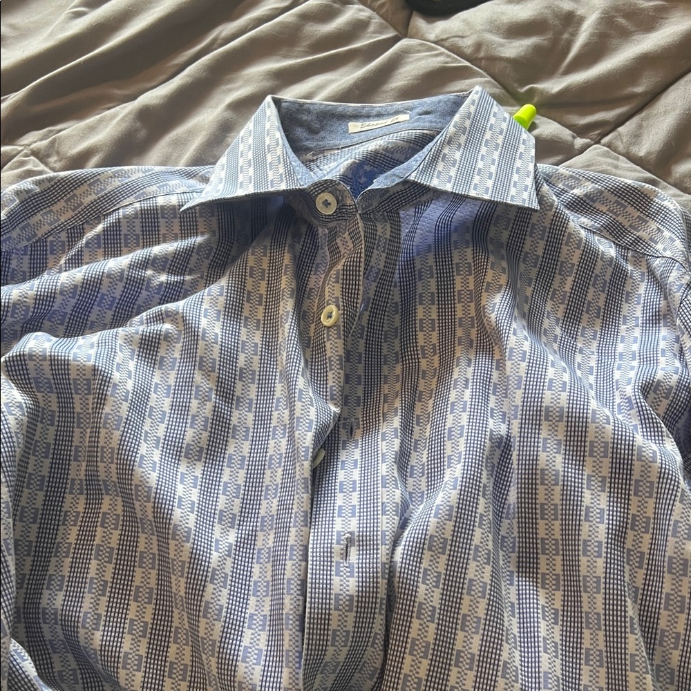 Bugatchi Blue Geometric Button Down Shirt